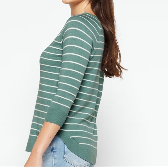 Pink Clover Teal and White Striped Top - Picture 3 of 11